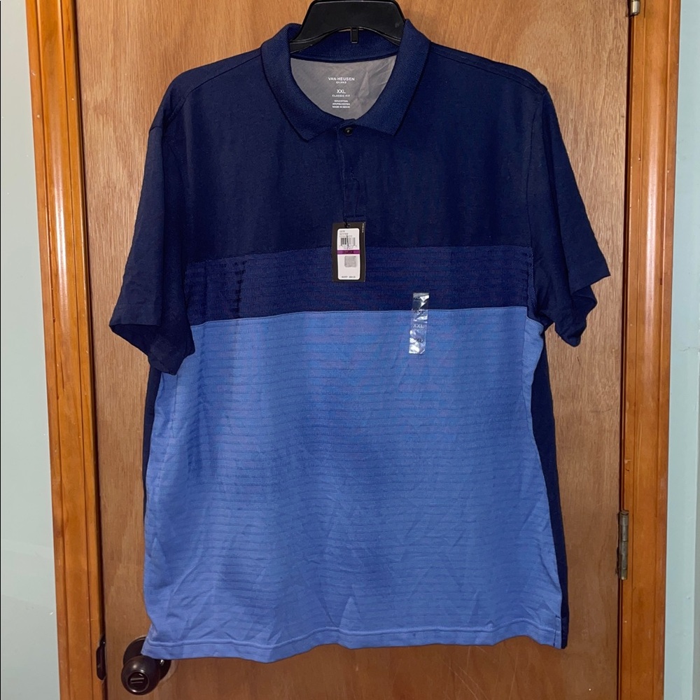 Van Heusen Men's Polo Shirt in Navy and Sky Blue